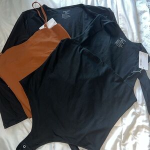 Black Long Sleeve Bodysuit and Brown Bodysuit (3 pack)